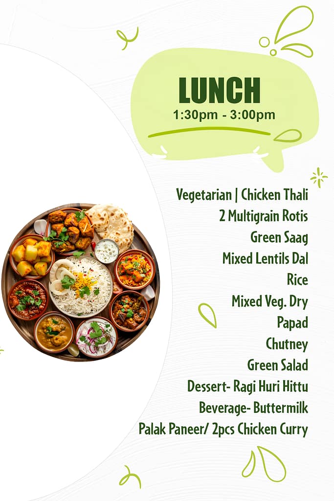 Lunch served at Orchid Tree Wellness Retreat with balanced and flavorful dishes